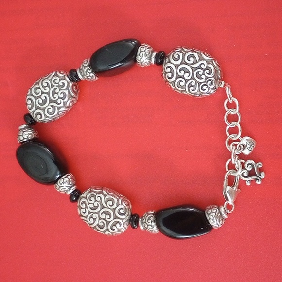 Brighton Chunky Bracelet with Black Onyx Beads and Extender - Picture 2 of 6